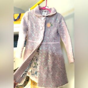 Sparkly Tweed Coat with Floral Patch
